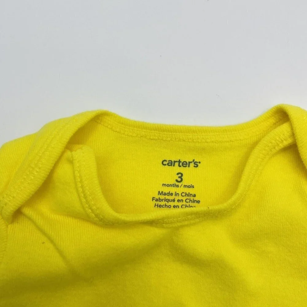 Carters Baby Infant Boys Size 3 Month 2 Piece Short Sleeve Bodysuits Yellow 1593